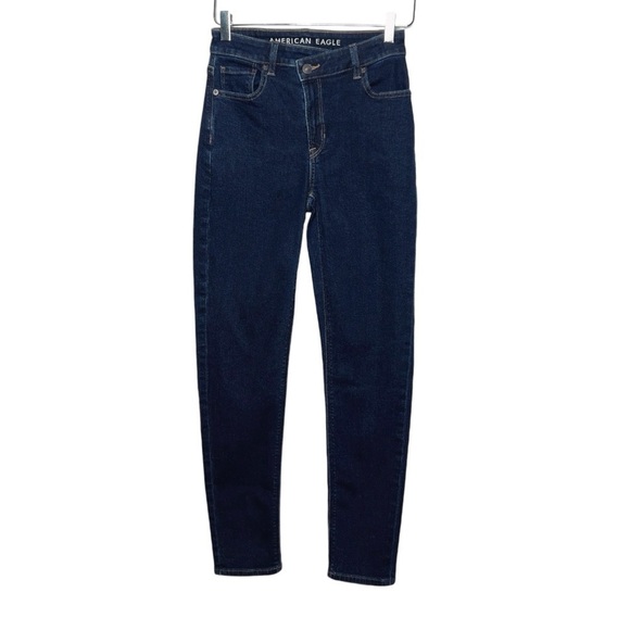 American Eagle V Front High Rise Dark Wash Women’s Mom Jeans Sz 00 - Picture 1 of 11